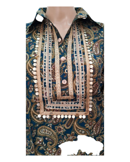 Buy Afghani Pathani Modal Muslin Kurta Pant Set With Collar – Tvahra