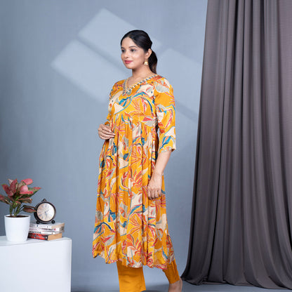 Nyra Cut Chinon Kurta Pant Dupatta Set With Mirror Work