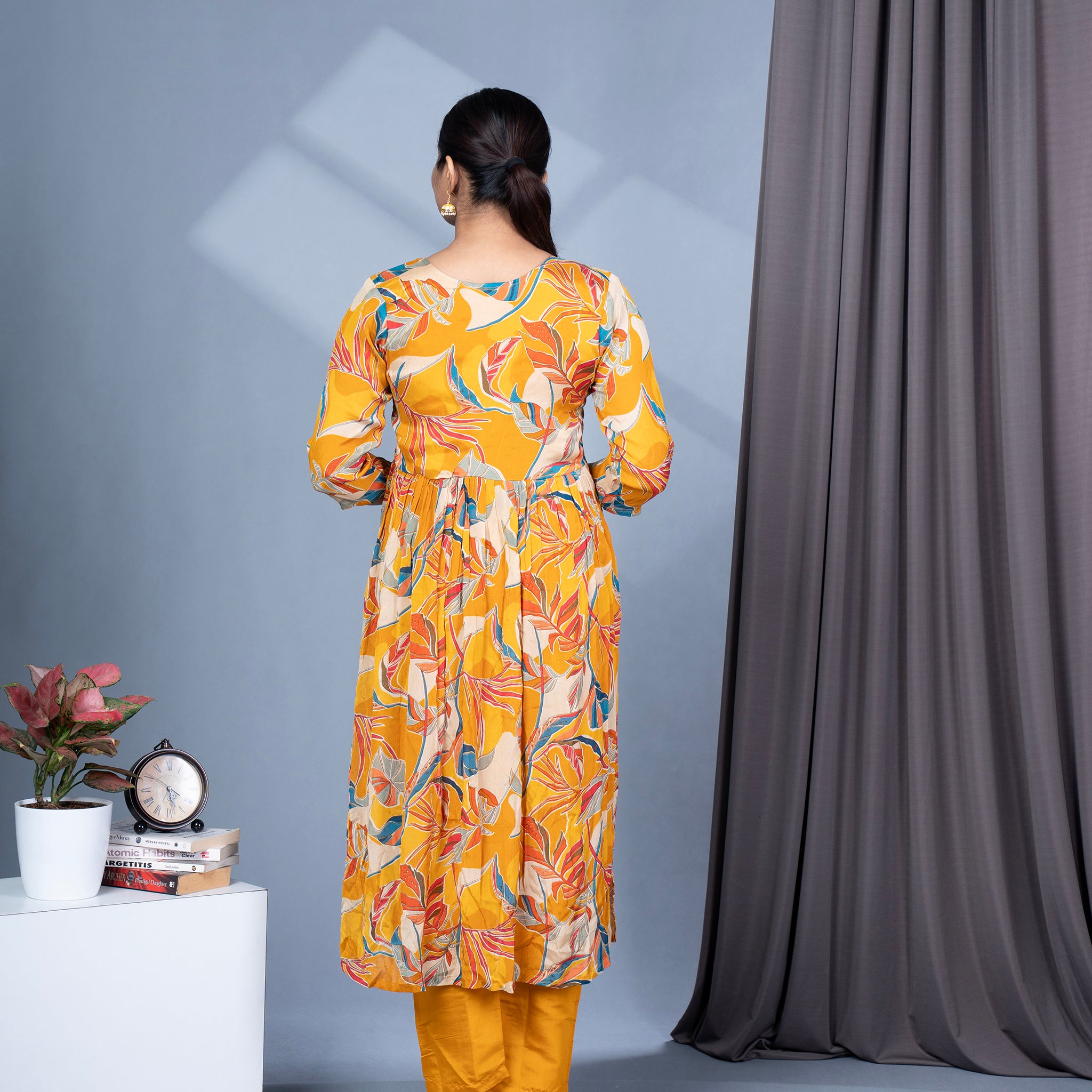 Nyra Cut Chinon Kurta Pant Dupatta Set With Mirror Work