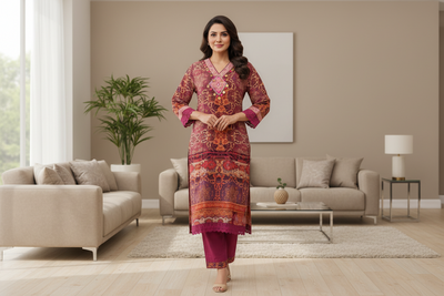 Muslin Kurta Pant Dupatta Set With Afghan Pant