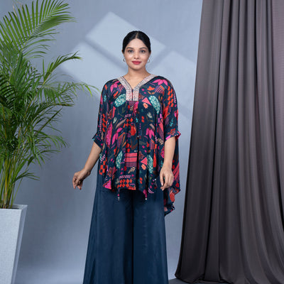 Crepe Silk Poncho Style Co-ord Set