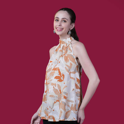 Halter Neck Flared Cotton Top