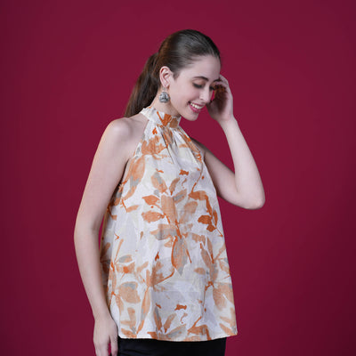 Halter Neck Flared Cotton Top