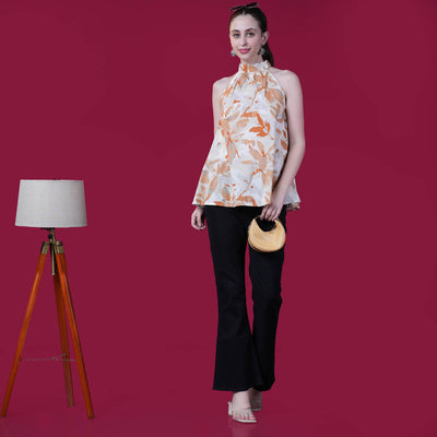 Halter Neck Flared Cotton Top