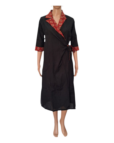 Buy Wrapper Dress With Collar Flex Cotton Ajrakh One Piece Dress in  – Tvahra