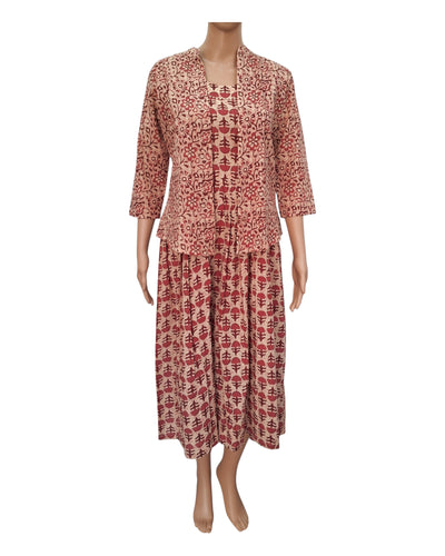 Buy Sleeveless Katha Cotton Dress With Katha Cotton Shrug – Tvahra