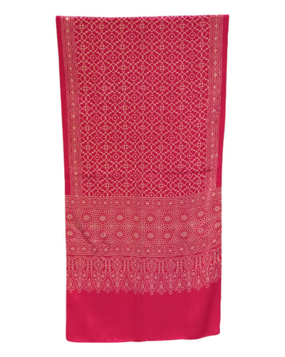 Buy Ajrakh Print Mashru Silk Stole in magenta – Tvahra