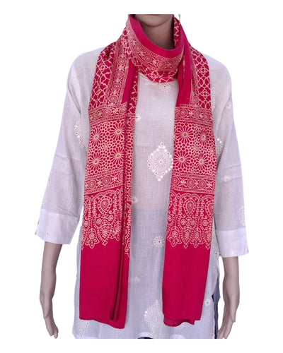 Buy Ajrakh Print Mashru Silk Stole in mustard – Tvahra