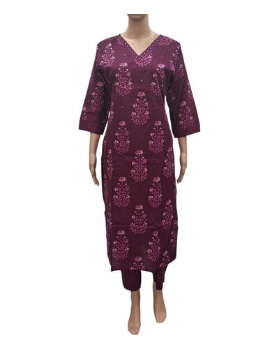 Buy Floral Printed V Neck Kurta With Mirror Work, Straight Pant And Dupatta Set – Tvahra