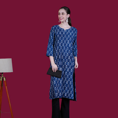 Indigo Dabu Print Cotton Kurta