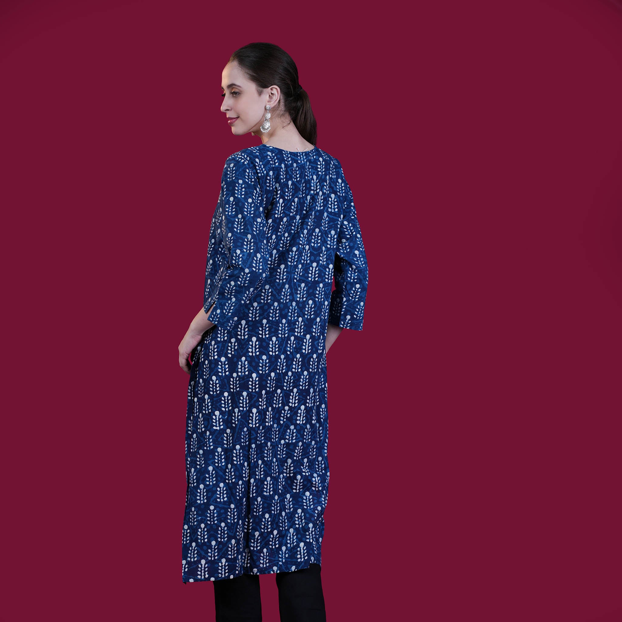 Indigo Dabu Print Cotton Kurta