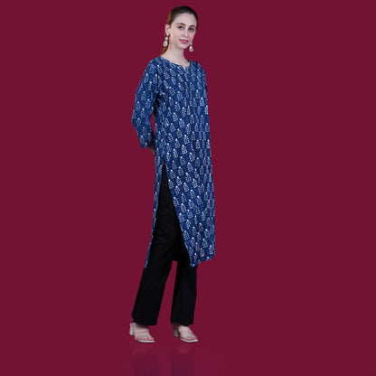 Indigo Dabu Print Cotton Kurta