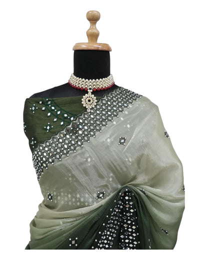 Buy Organza Jimmy Choo Saree With Mirror Work – Tvahra