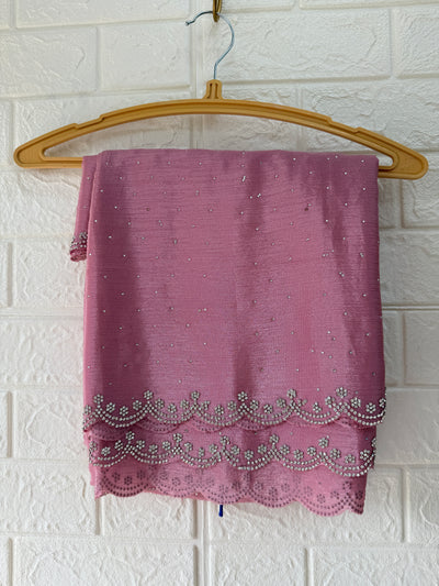 Stone Work Scallop Chinon Saree