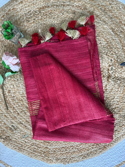 Plain Tussar Geecha Silk Saree