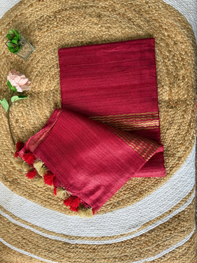 Plain Tussar Geecha Silk Saree