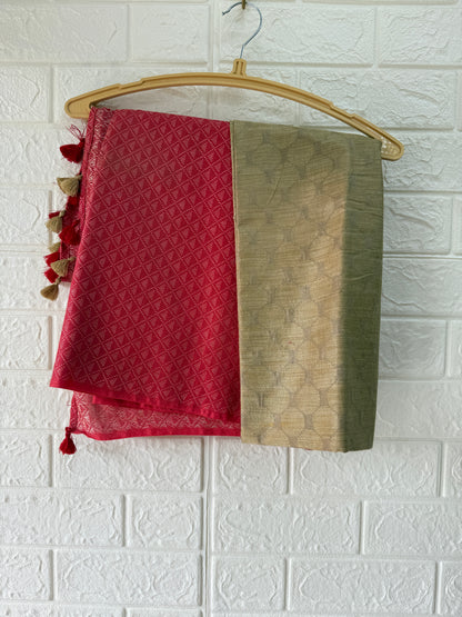 Kota Silk Saree With Kantha Staple Design