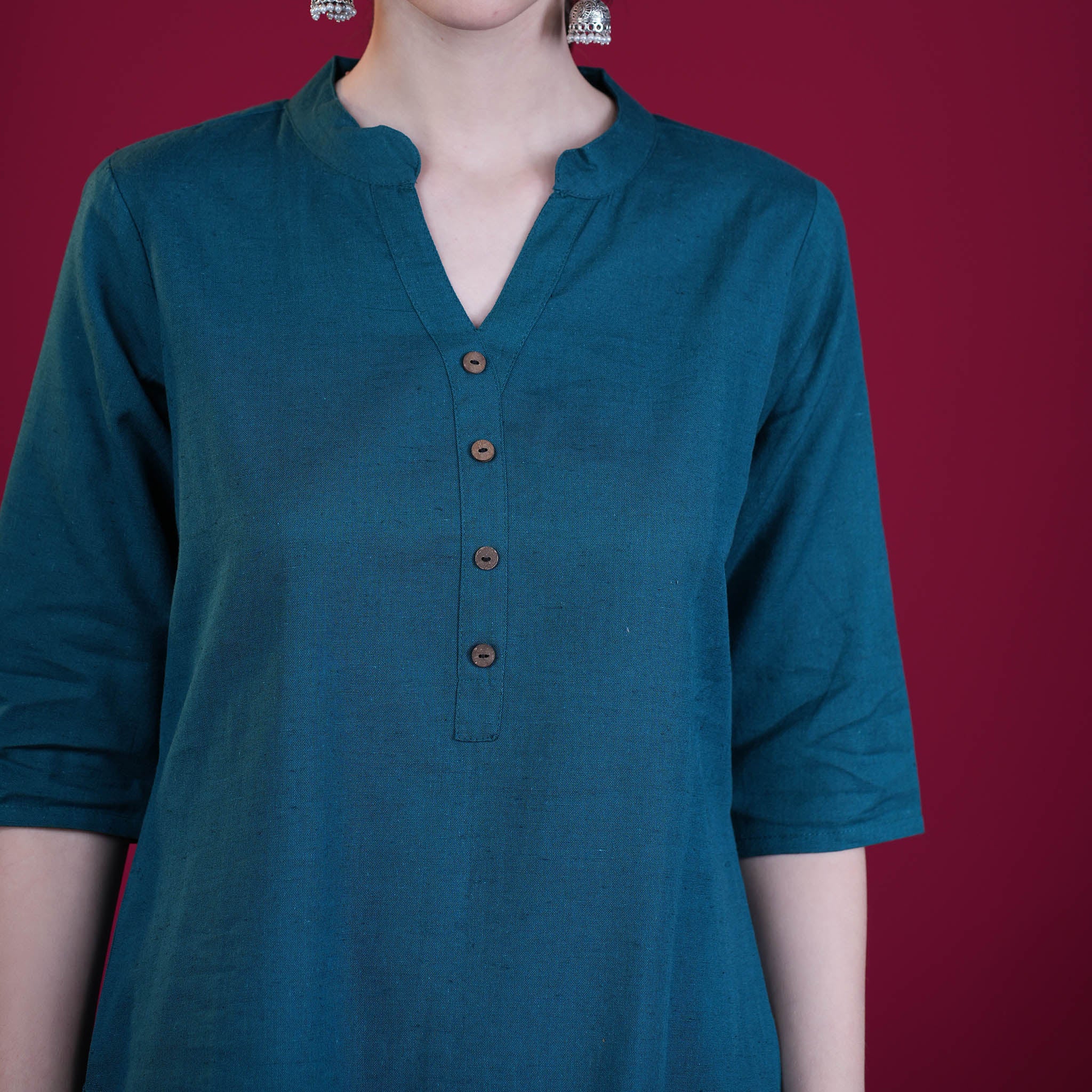 Asian Collar Flex Cotton Tunic