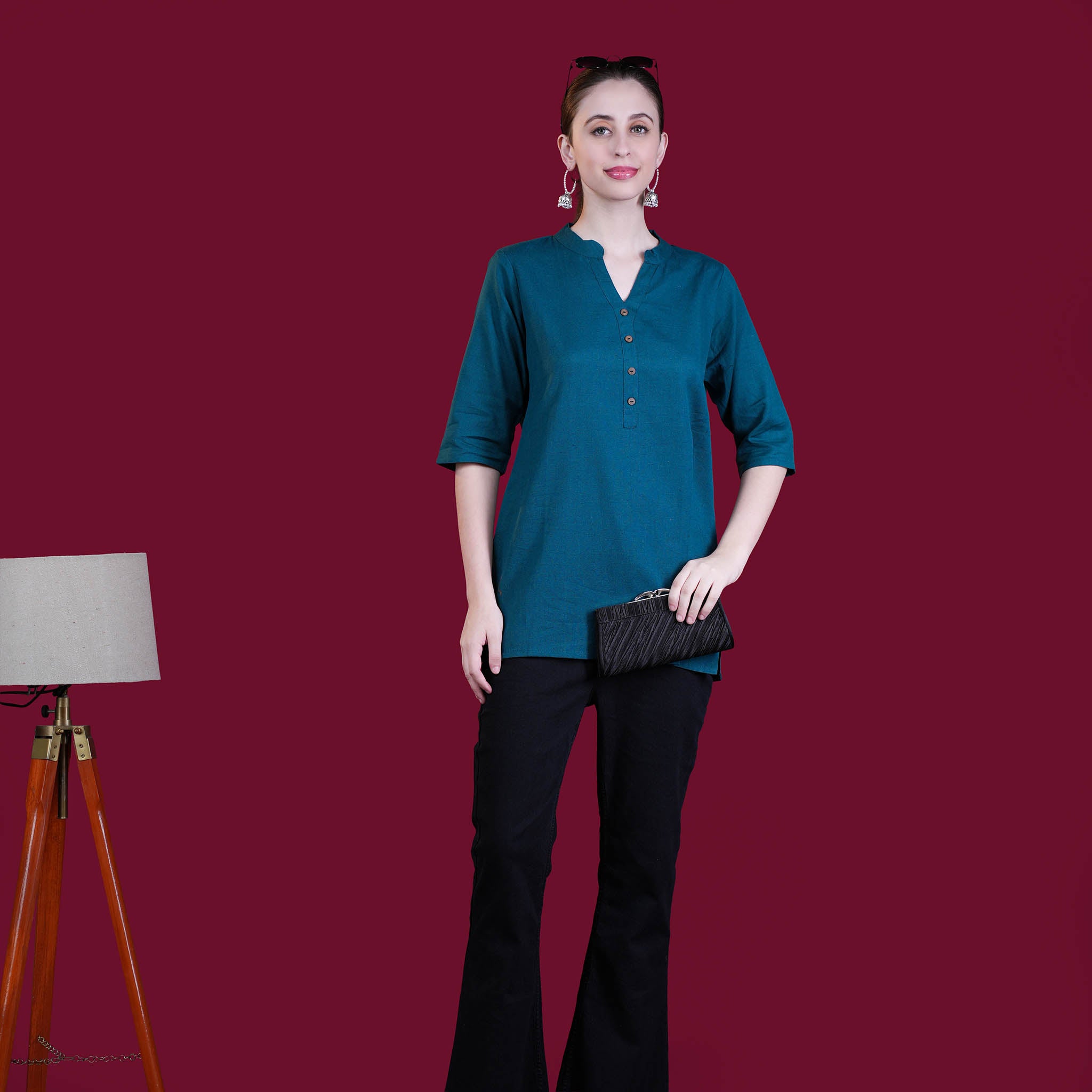 Asian Collar Flex Cotton Tunic