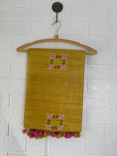 Embroidery Tussar Geecha Silk Saree