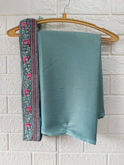 Shimmer Chiffon Saree with Net Blouse And Belt