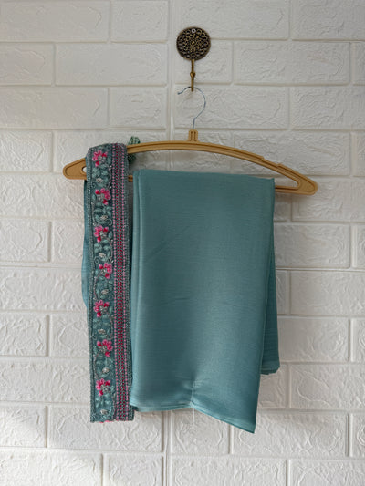 Shimmer Chiffon Saree with Net Blouse And Belt