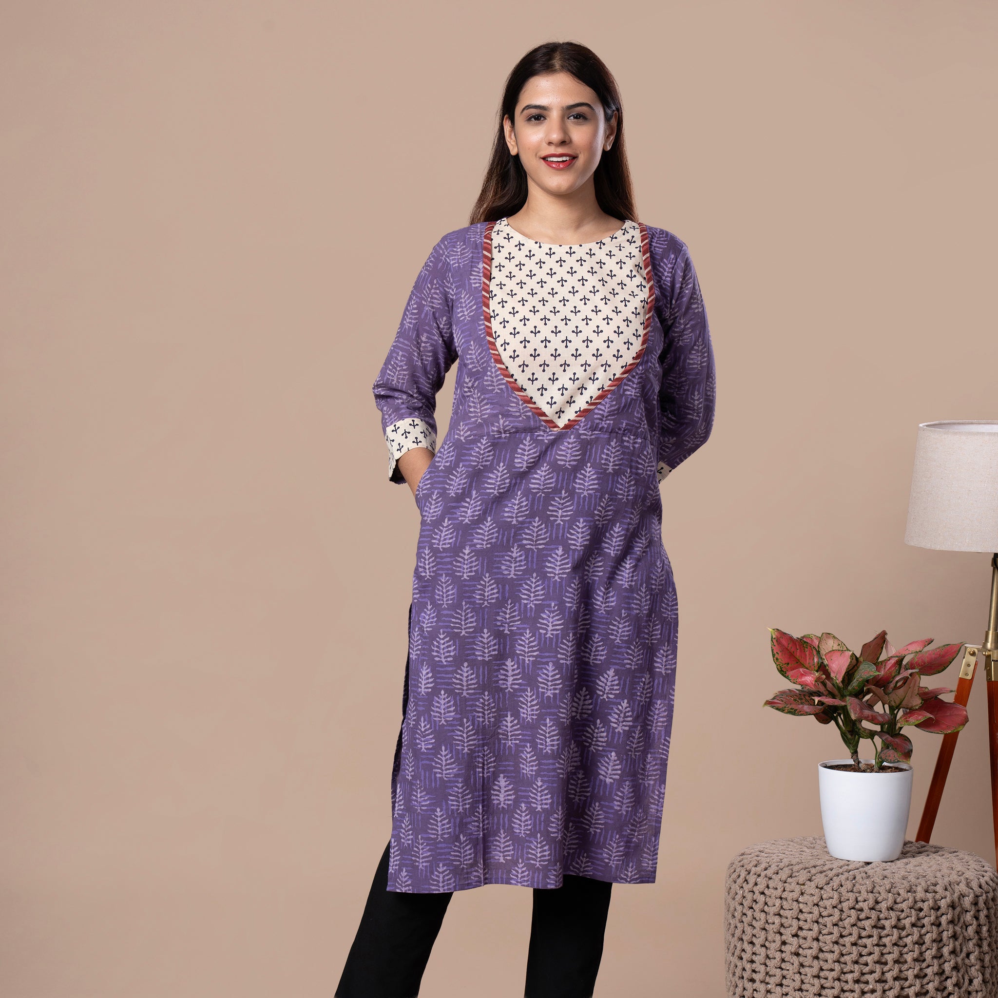 Dabu Ajrakh Fusion Cotton Kurta
