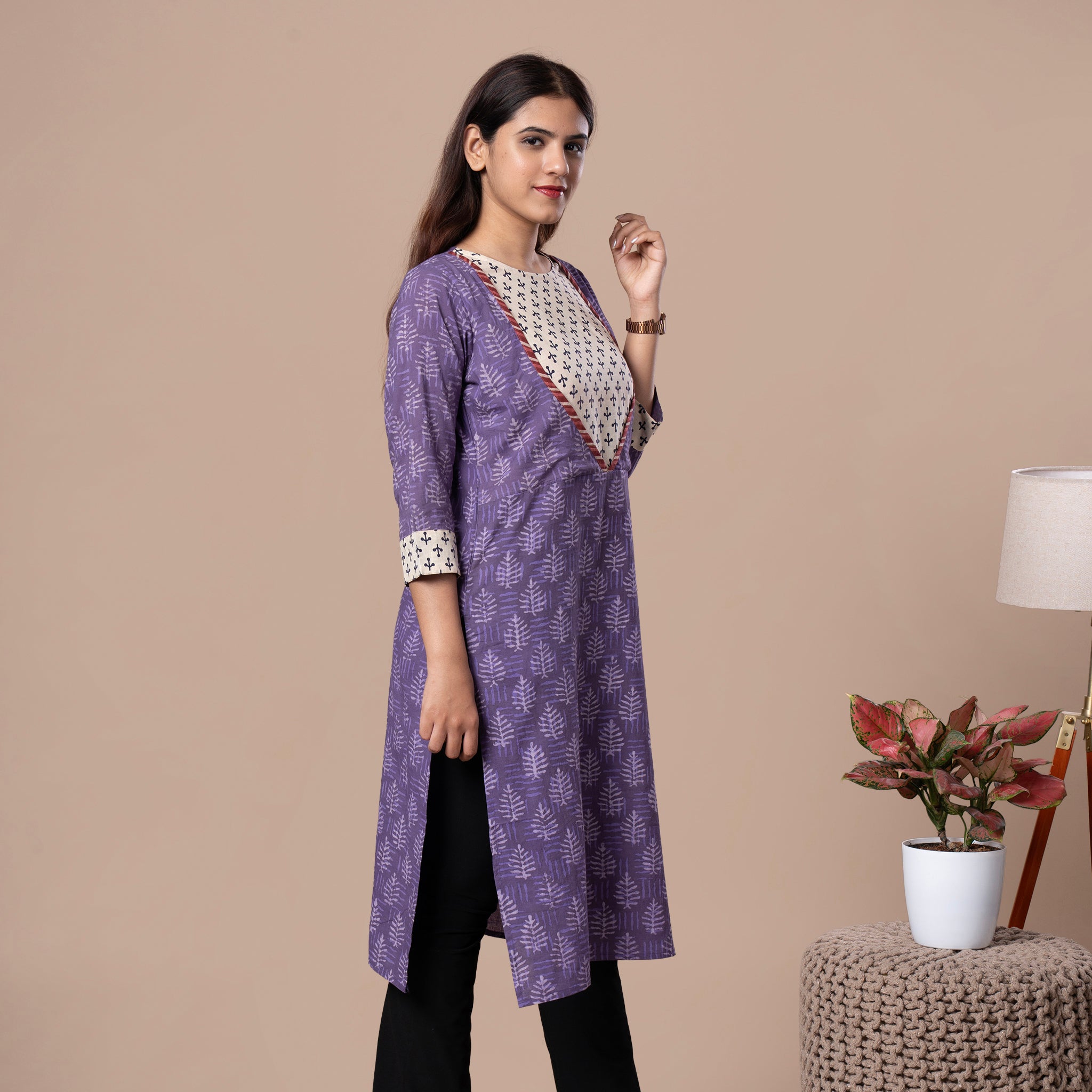 Dabu Ajrakh Fusion Cotton Kurta