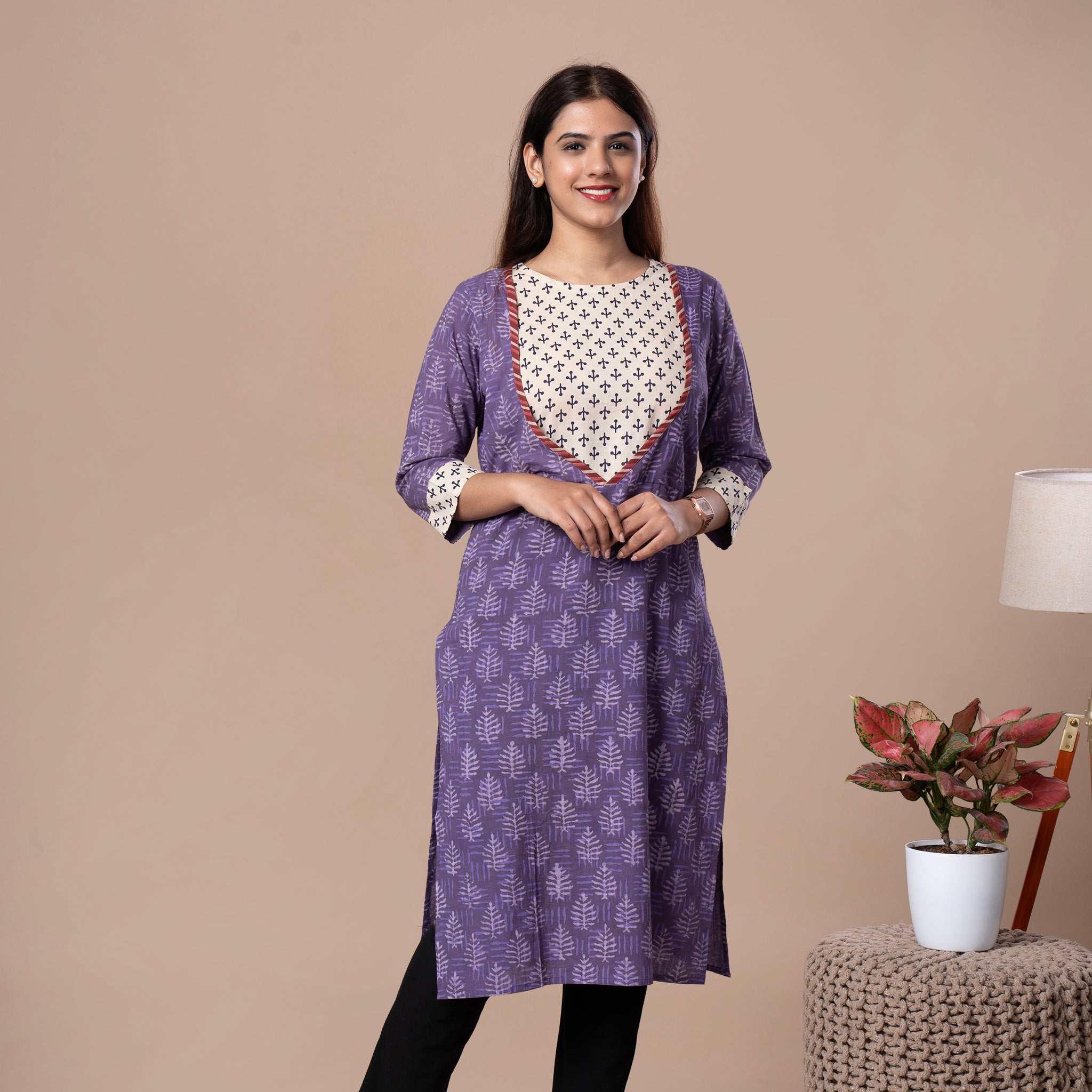Dabu Ajrakh Fusion Cotton Kurta
