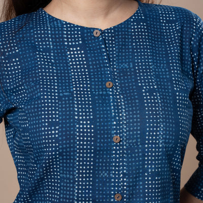 Indigo Dabu Cotton Kurta