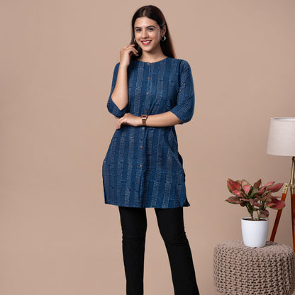 Indigo Dabu Cotton Kurta