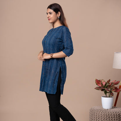 Indigo Dabu Cotton Kurta
