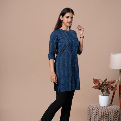 Indigo Dabu Cotton Kurta