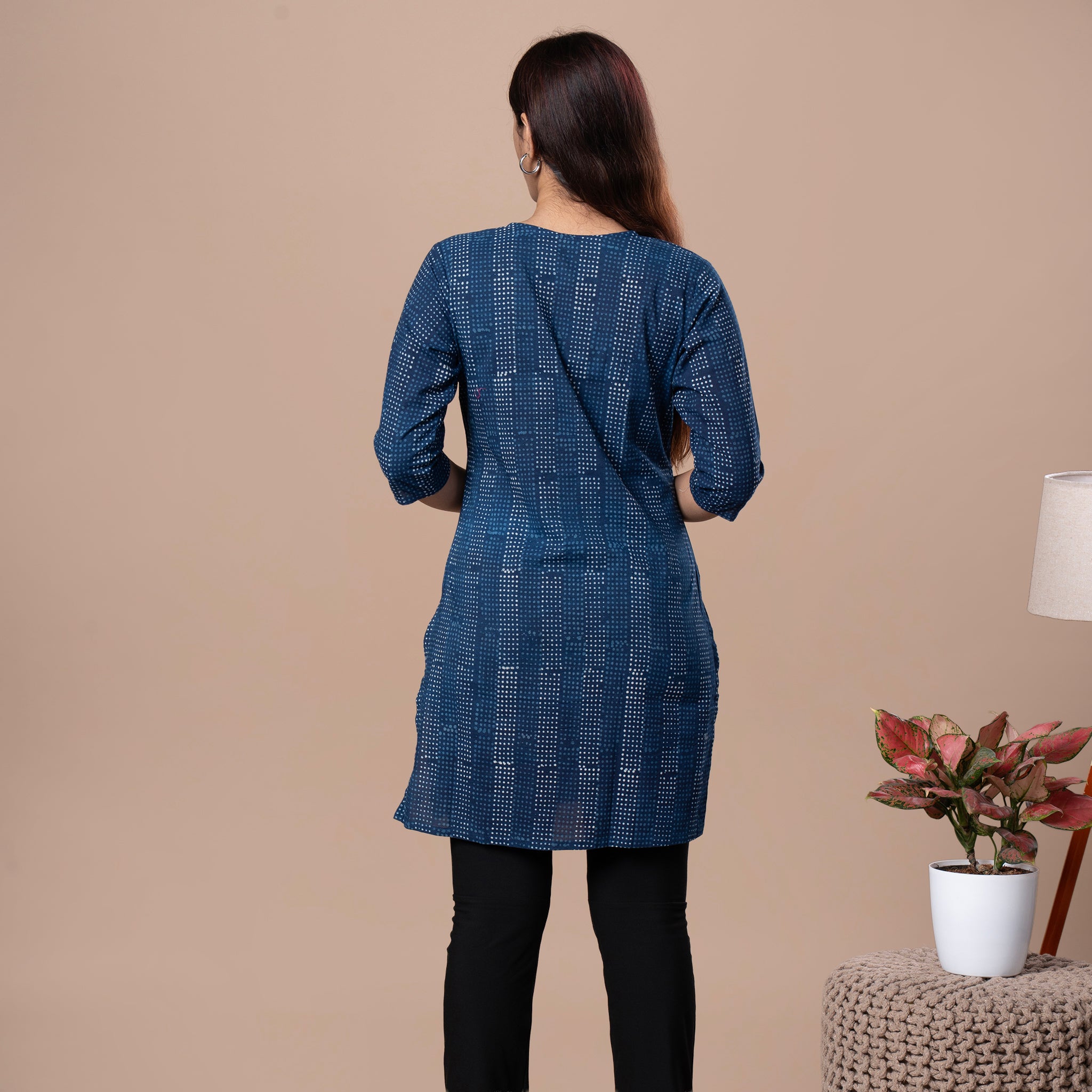 Indigo Dabu Cotton Kurta