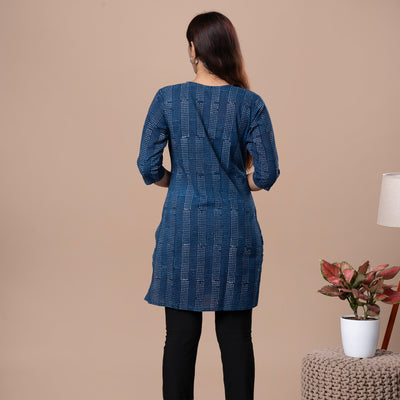 Indigo Dabu Cotton Kurta