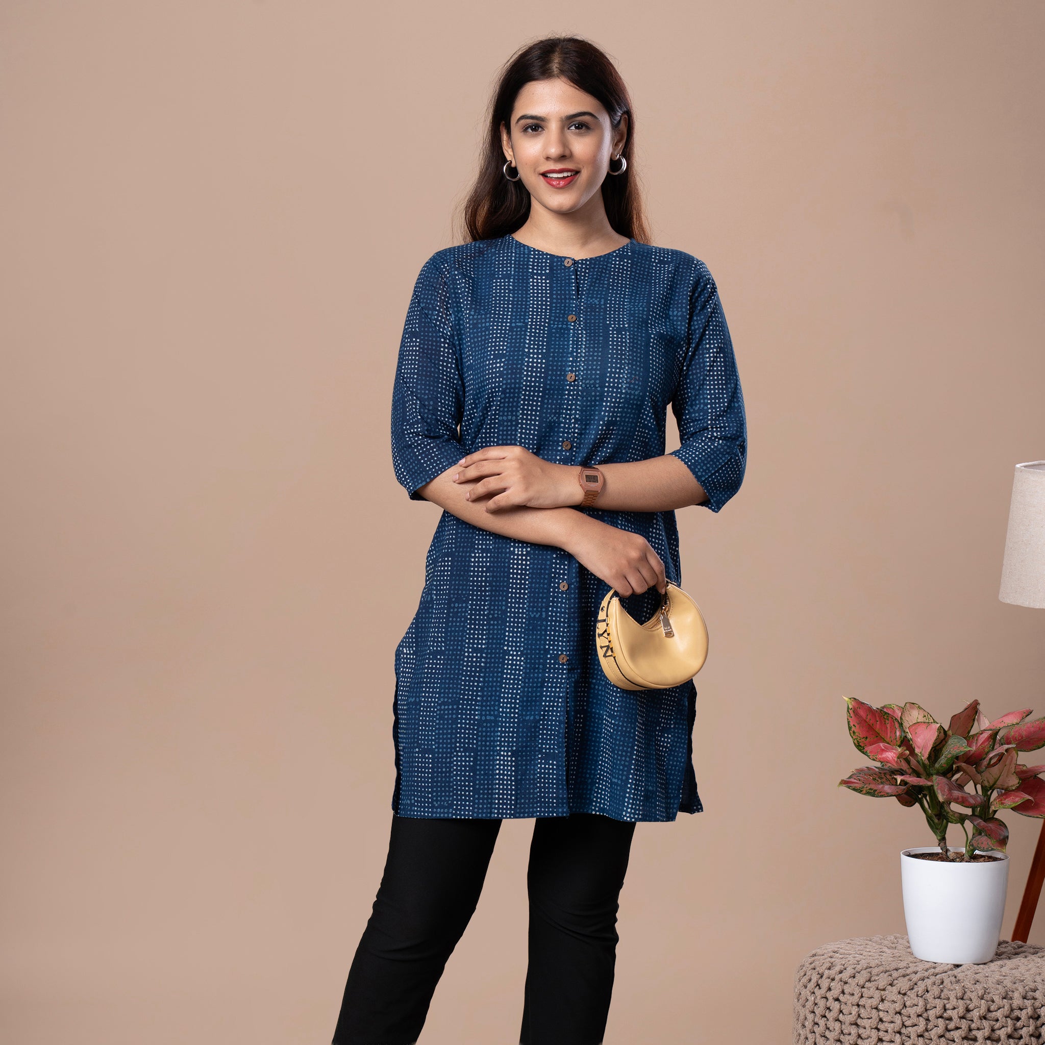 Indigo Dabu Cotton Kurta
