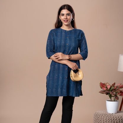 Indigo Dabu Cotton Kurta