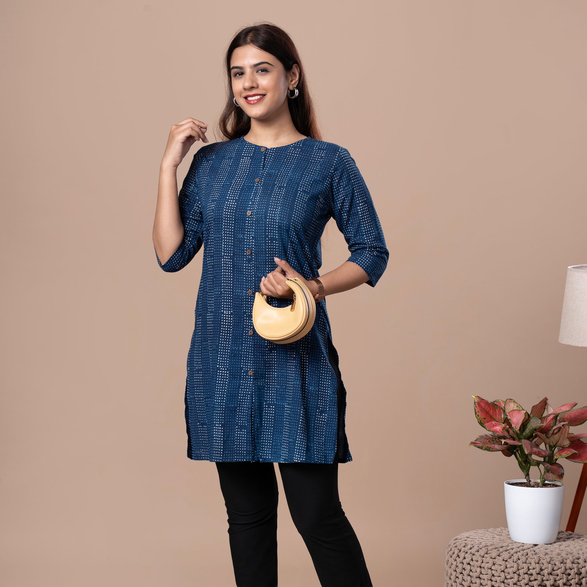 Indigo Dabu Cotton Kurta