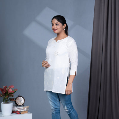 Embroidery With Sequin Cotton Tunic