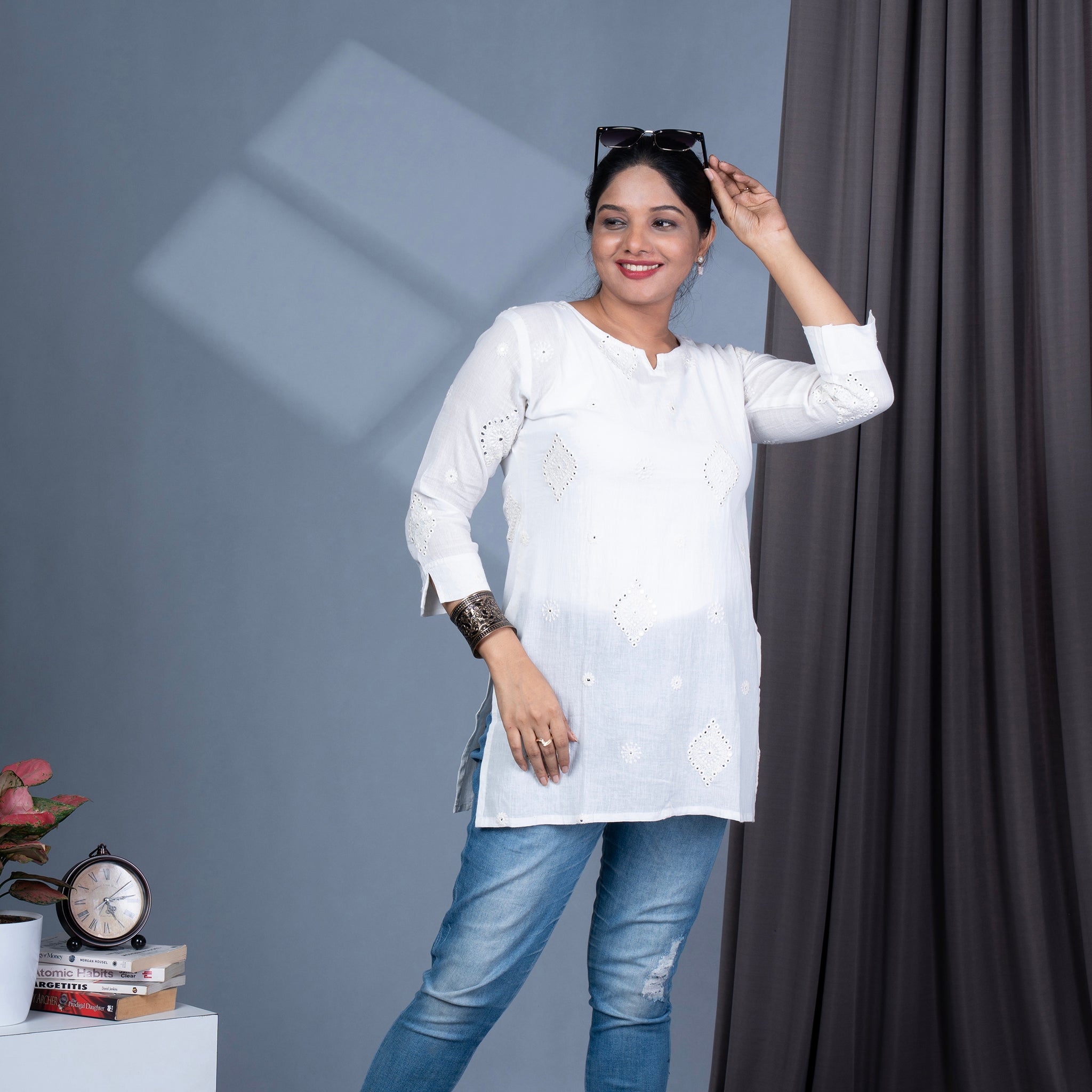 Embroidery With Sequin Cotton Tunic