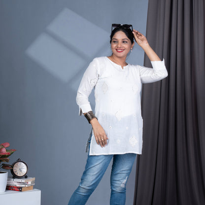 Embroidery With Sequin Cotton Tunic