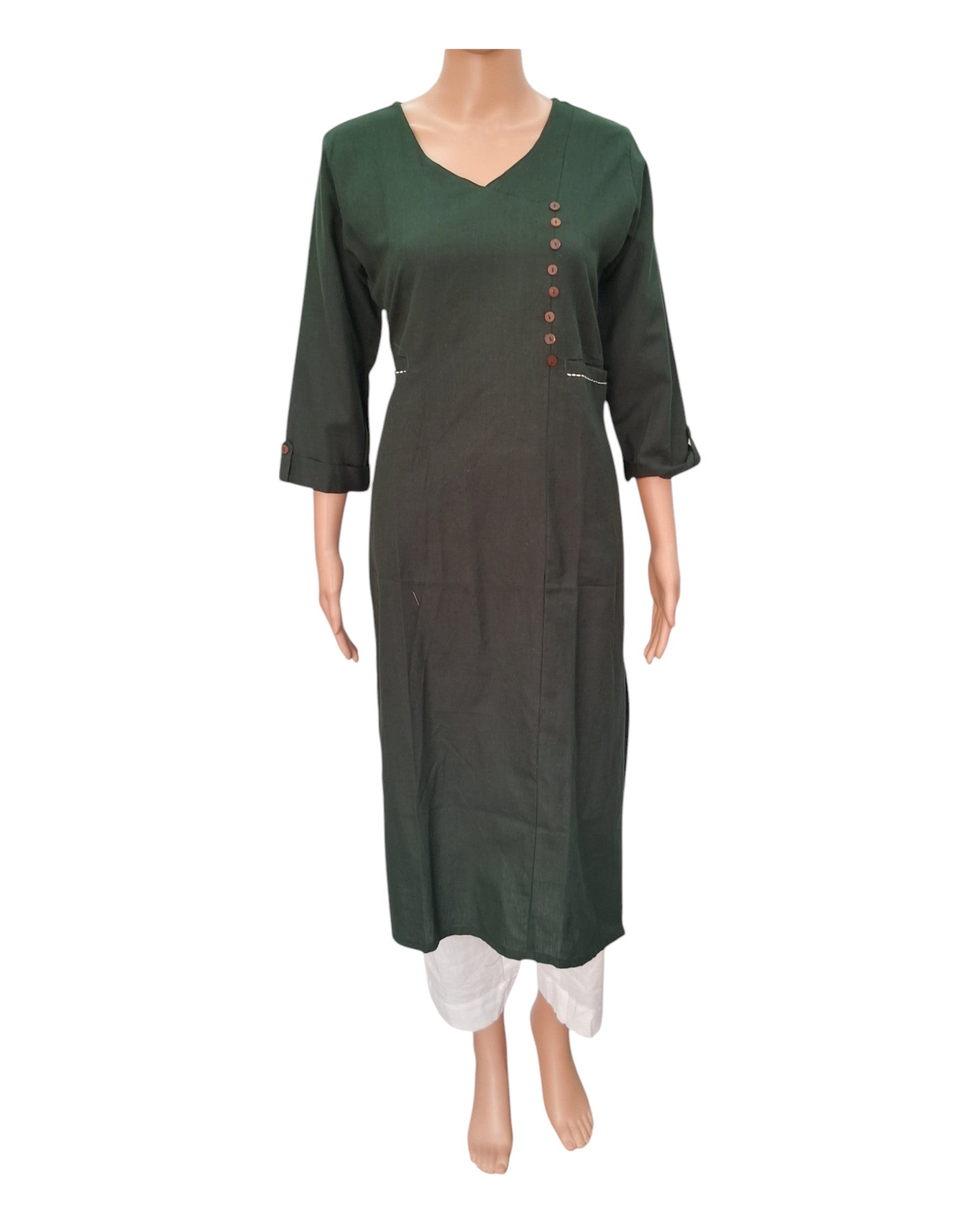 Buy Solid Angrakha Flex Cotton Kurta in pink – Tvahra