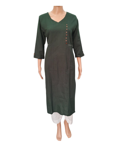 Buy Solid Angrakha Flex Cotton Kurta in pink – Tvahra