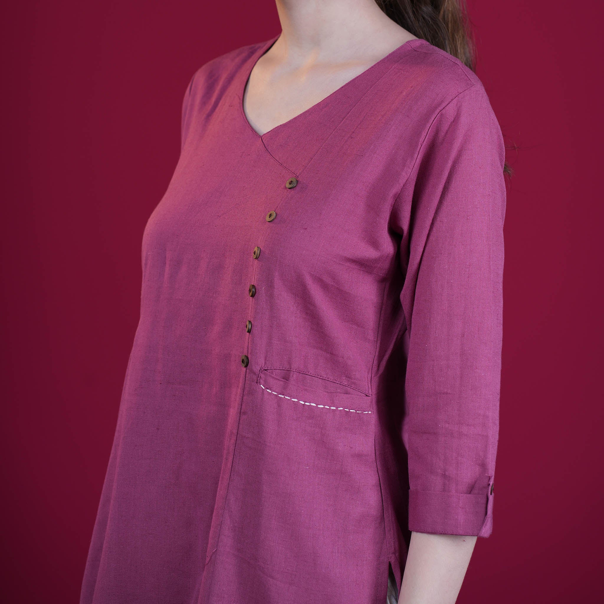 Solid Angrakha Flex Cotton Kurta