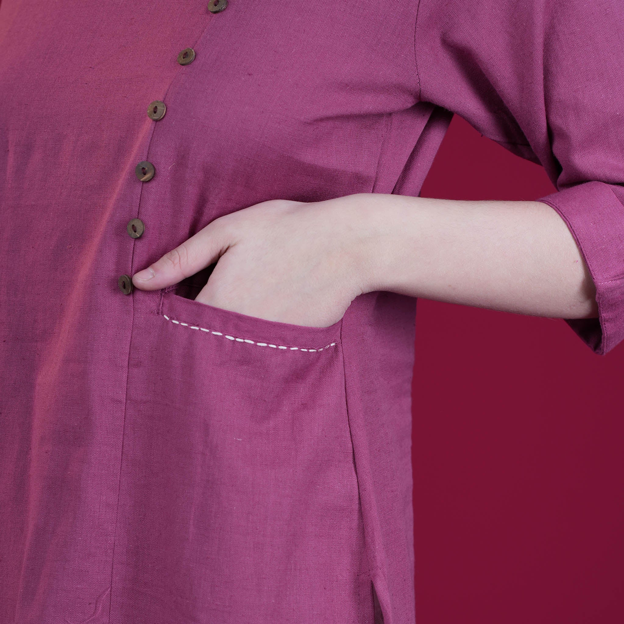 Solid Angrakha Flex Cotton Kurta