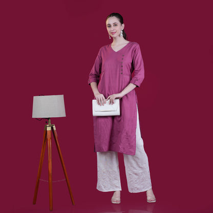 Solid Angrakha Flex Cotton Kurta