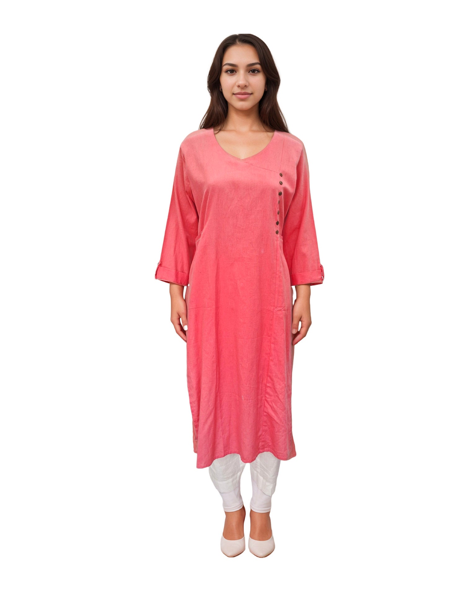 Solid Angrakha Flex Cotton Kurta