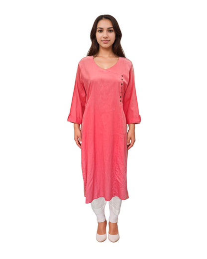 Solid Angrakha Flex Cotton Kurta