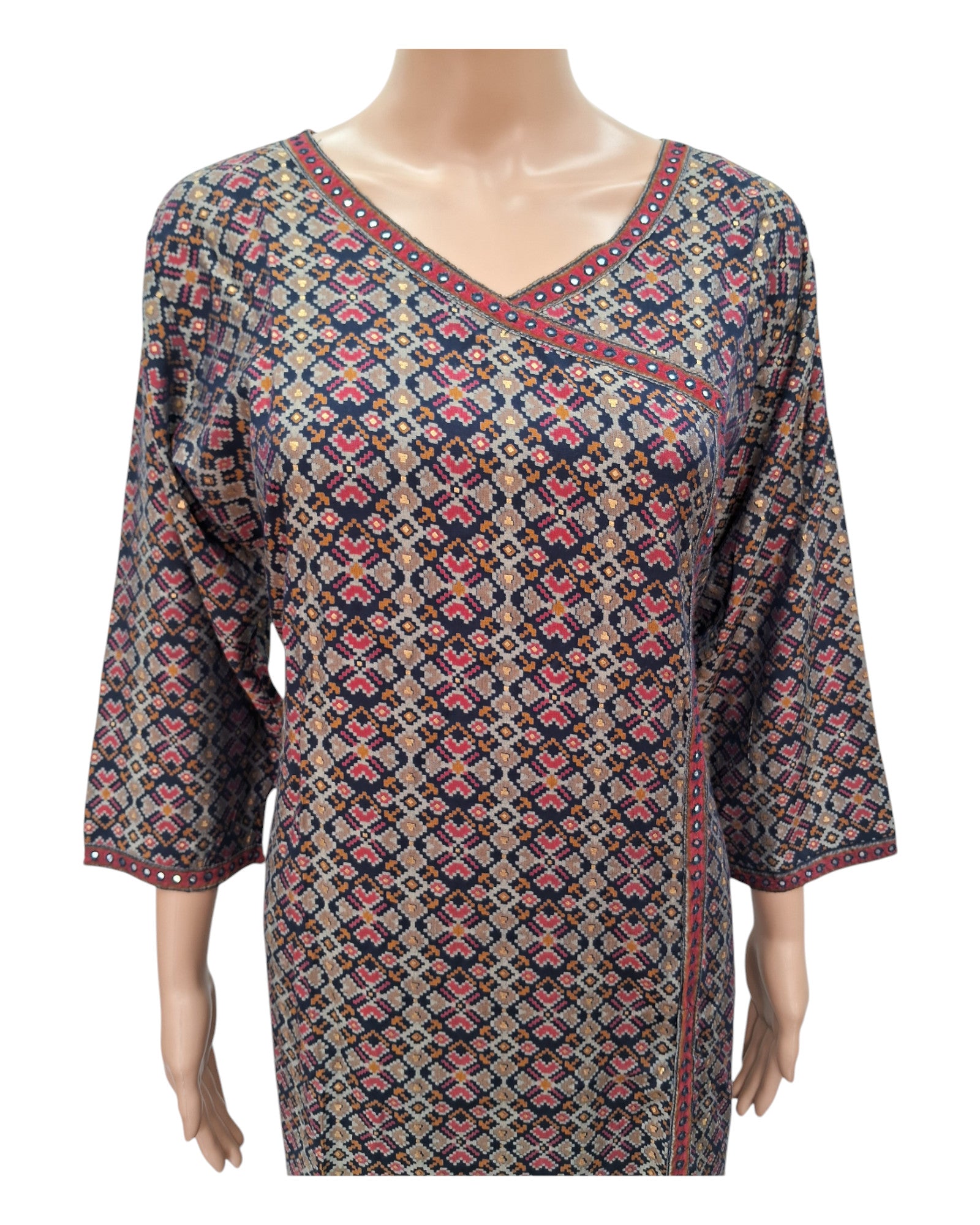 Buy Angrakha Style Muslin Kurta Pant Set With Mirror Work & Foil – Tvahra