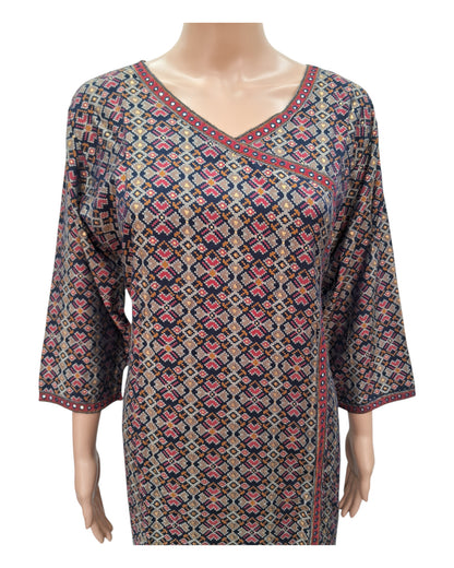 Buy Angrakha Style Muslin Kurta Pant Set With Mirror Work & Foil – Tvahra